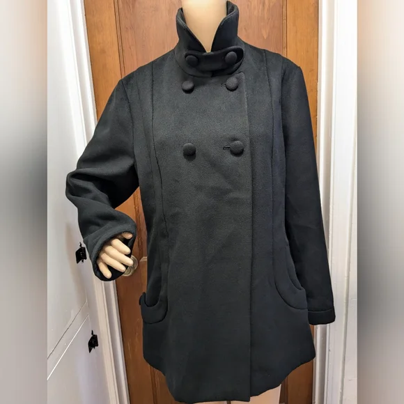 Chico's Black Button Dress Coat Size 2 - Picture 11 of 12